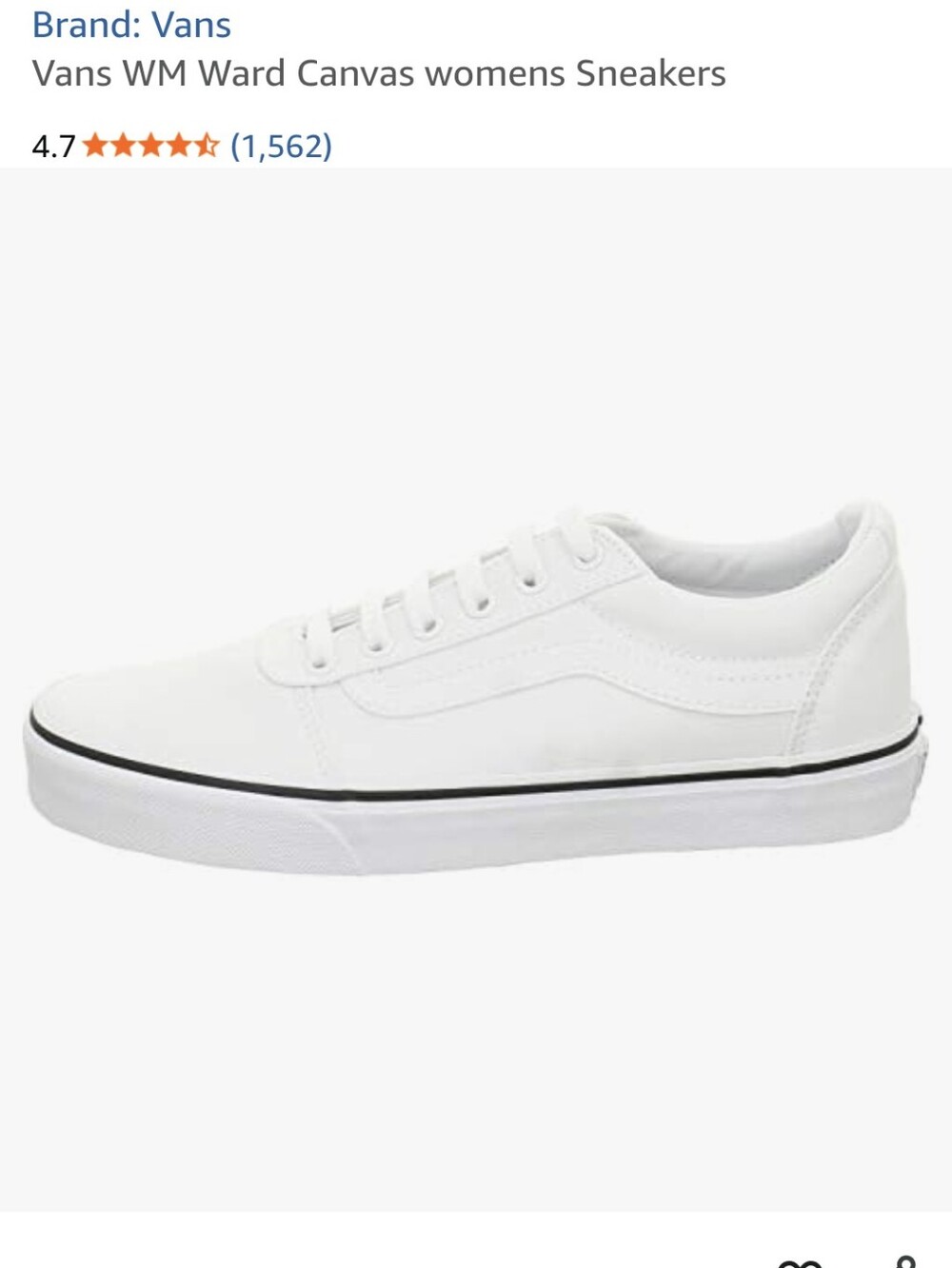 Vans Womens Ward Canvas Sneaker White women's Size 10.